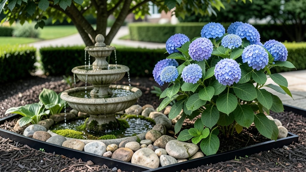 Flower Bed Water Fountain: Serene Hummingbird Haven With Gentle Flow