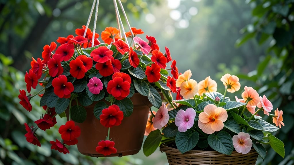 Impatiens and Begonias for Colorful Spills