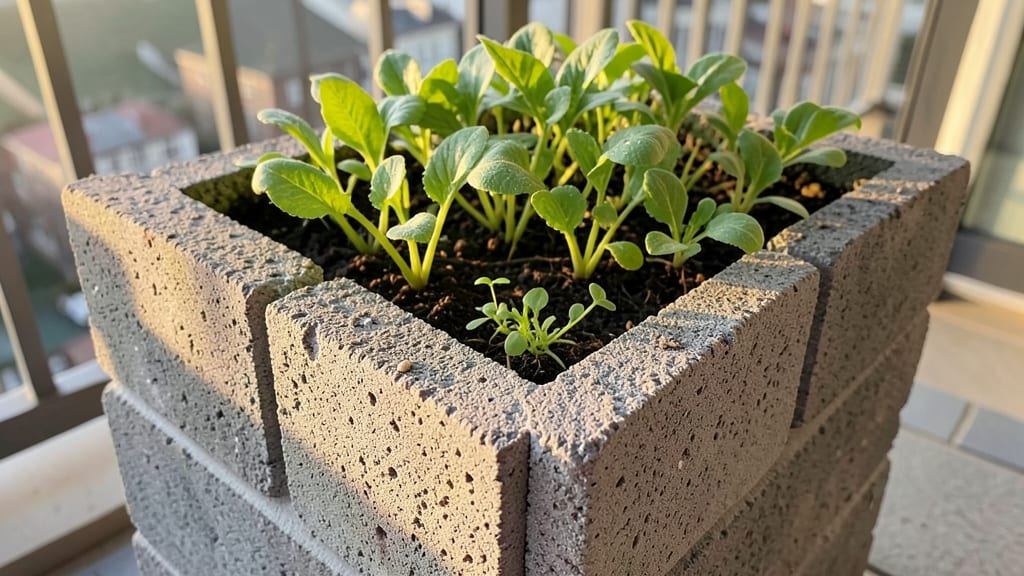 Cinder Block Corner Planter Box