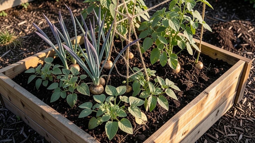 Potato-Bush Bean-Shallot Stack