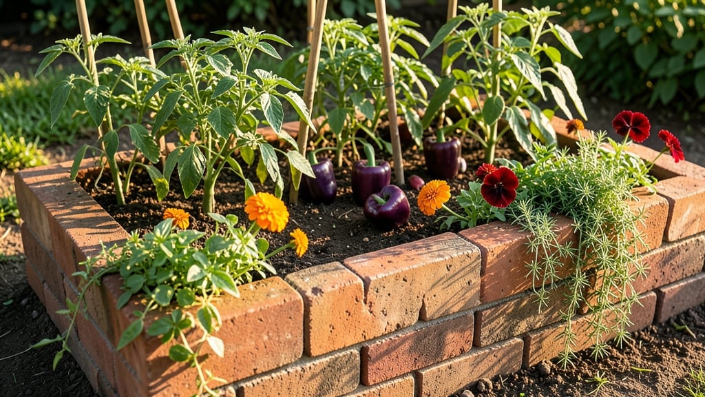 Decorative Brick Flower and Veggie Bed