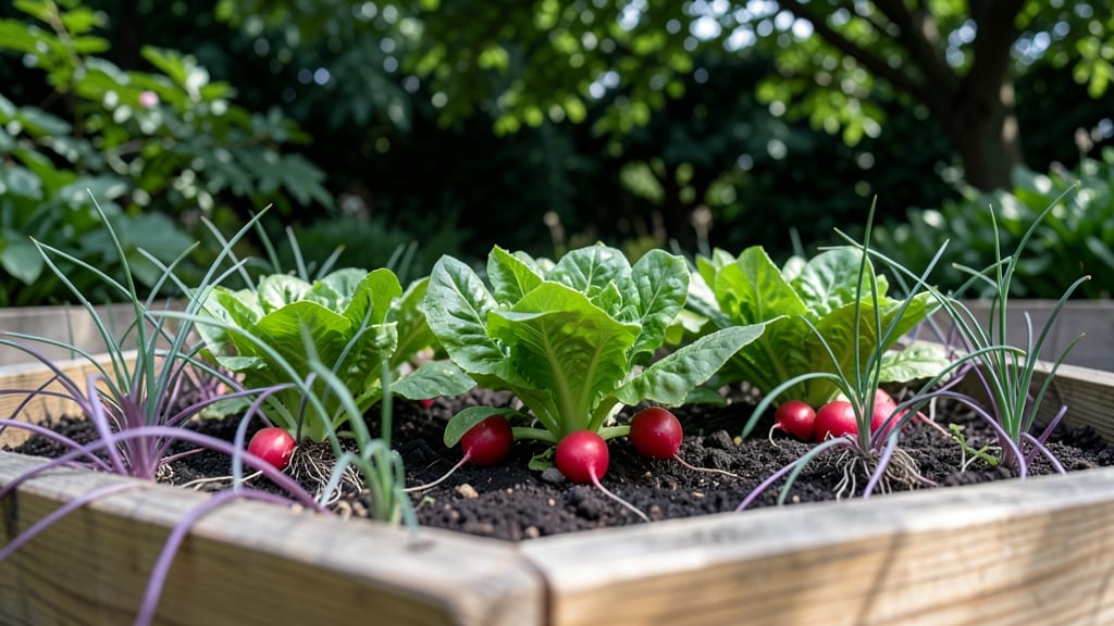 Lettuce-Chive-Radish Salad Bed