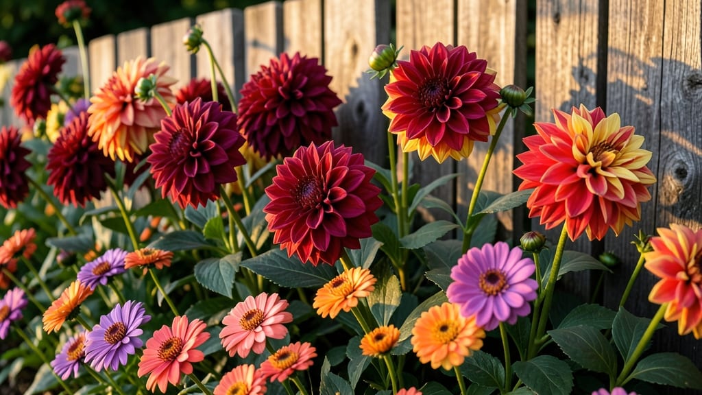 Dahlias and Zinnias Seasonal Color Block