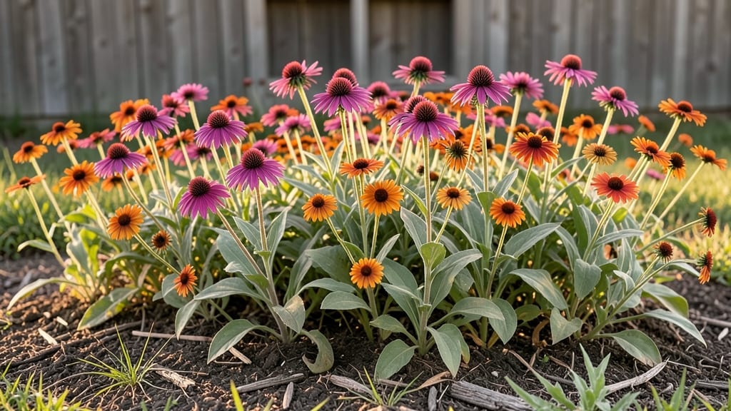 Sunny Border of Coneflowers and Blanket Flowers