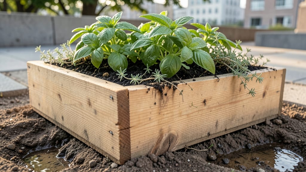 Raised Wooden Box Planters