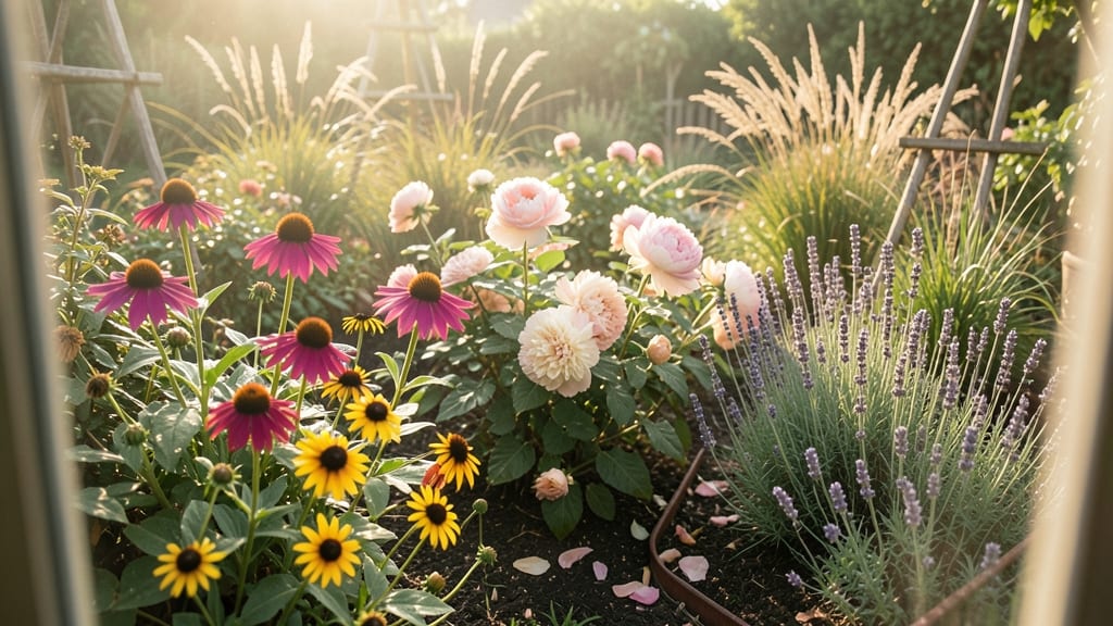 Cottage Garden Border With Perennials