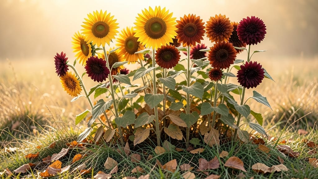 Sunflower And Dahlia Late-Season Height