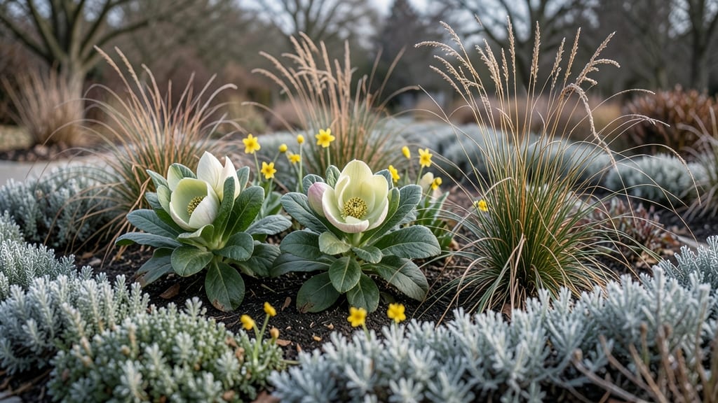 Evergreen Perennial Garden For Winter Interest