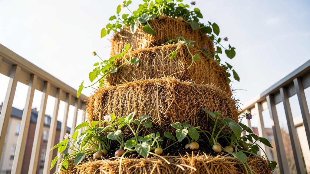 Vertical Straw Bale Potato Towers