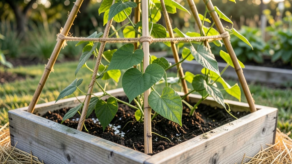 Raised Bed Green Bean Trellis: Space-Saving Vine Support for Bushless Harvests
