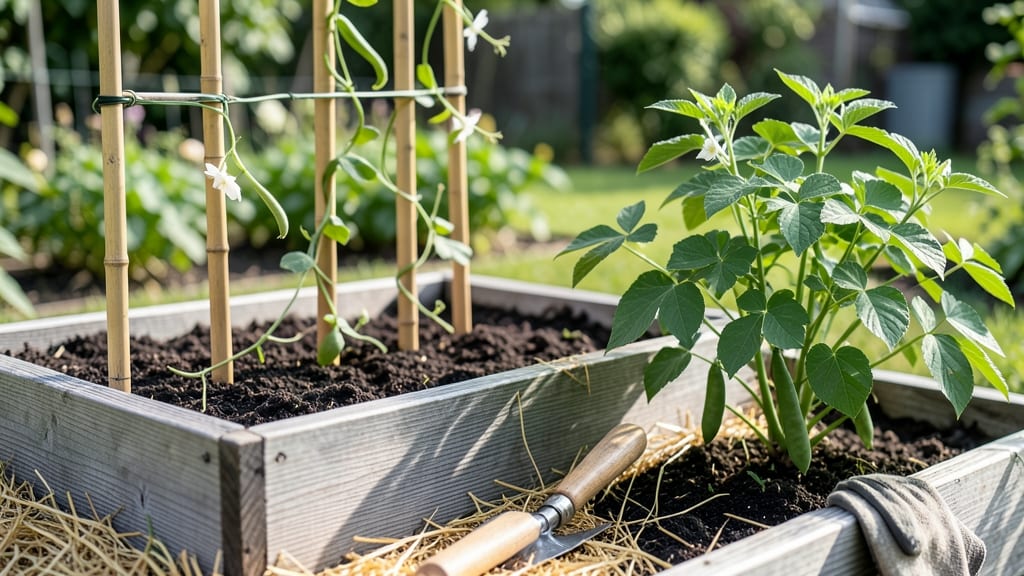 Raised Garden Bed Green Beans Recipe: Pole Climbing Space-Saving Harvest Hack