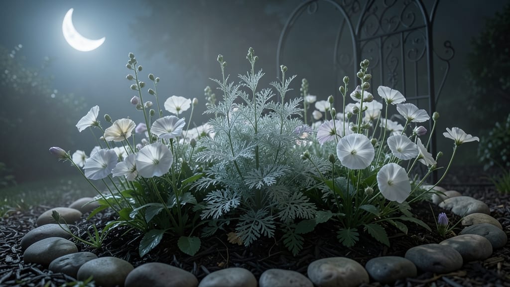 Moon Garden with White Flowers