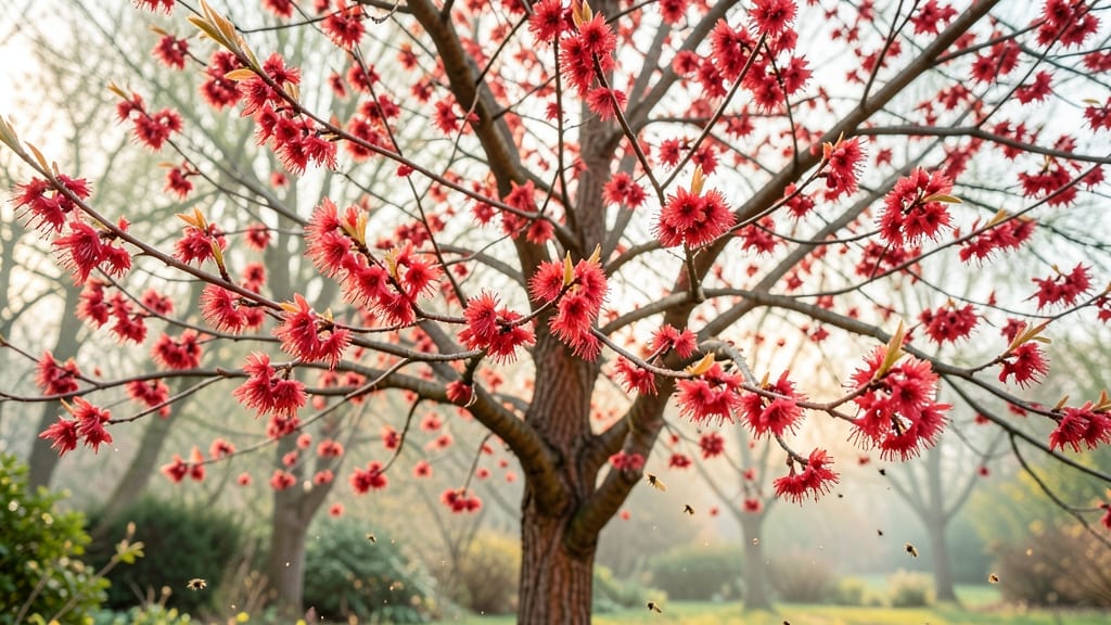Red Maple Tree with Early Spring Blooms