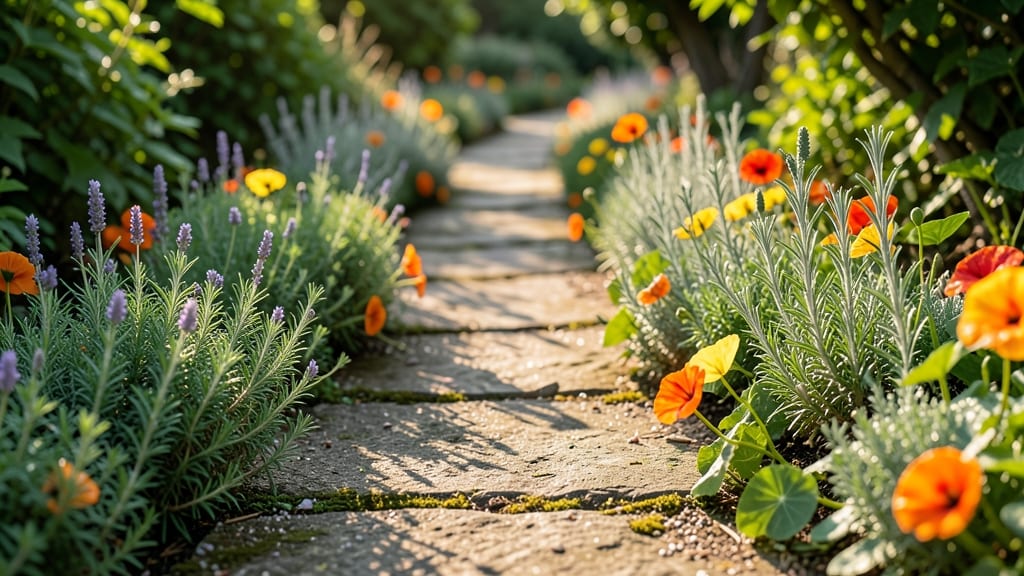 Edible Flower Pathway with Culinary Herbs