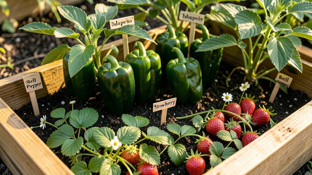 Peppers and Strawberries Companion Beds
