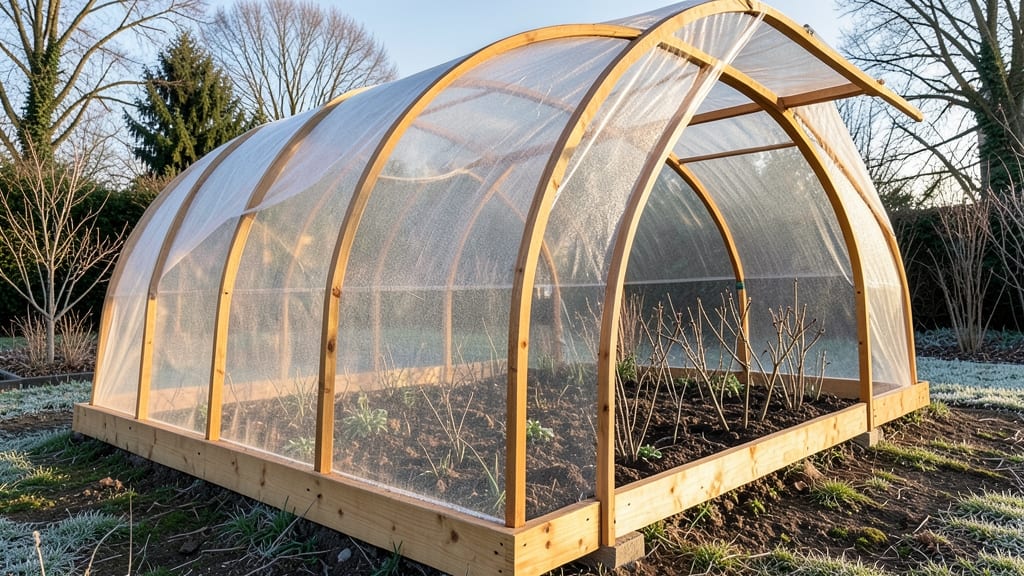 Wooden Hoop Houses with Frost Blankets