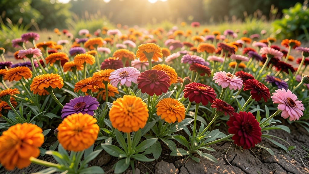 Sunny Border Mix With Marigolds And Zinnias