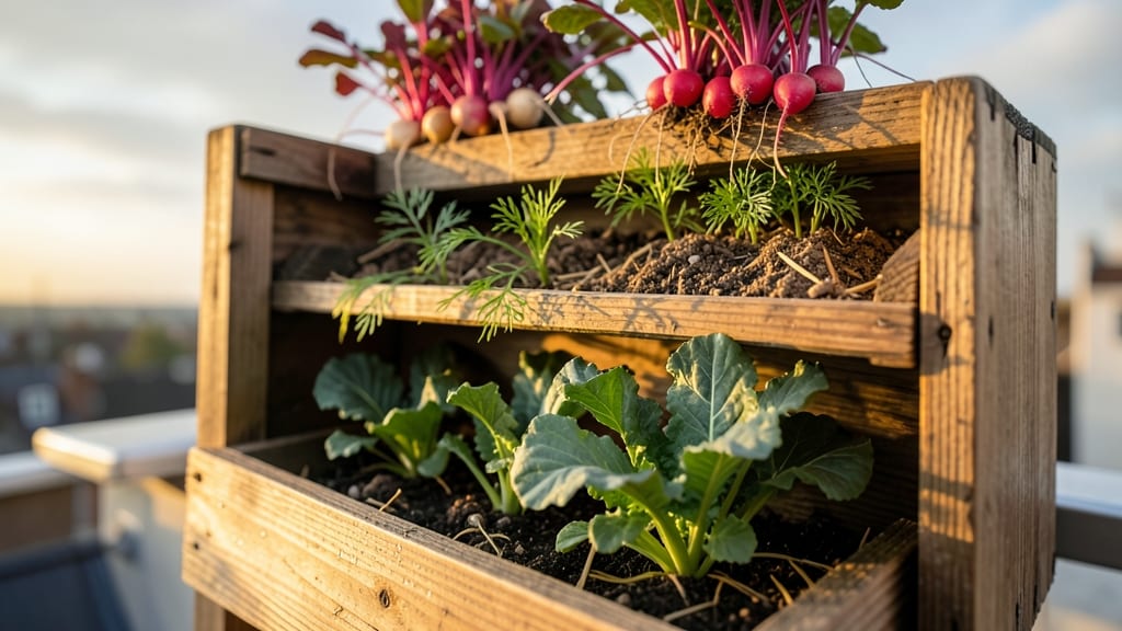 Raised Wooden Box With Tiered Levels
