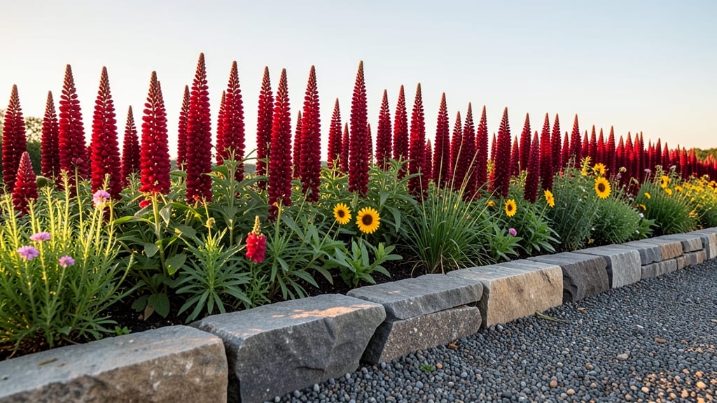 Sunny Border with Red Snapdragons