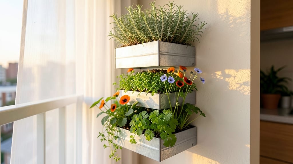Vertical Herb Tower with Edible Flowers