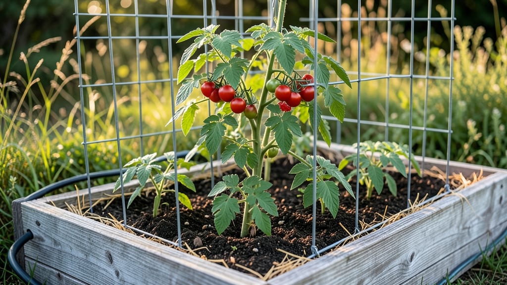 Raised Bed Garden Tomatoes: Vertical Staking Trick for Bursting Fruit