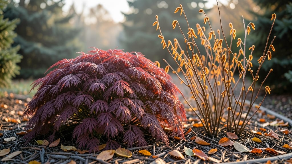 Smoke Bush And Witch Hazel Foliage Bed