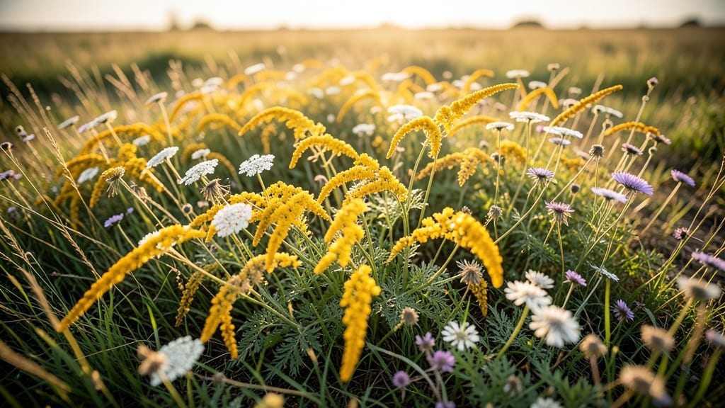 Goldenrod and Queen Anne's Lace Wildflower Drift