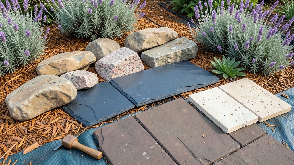 Stone Flower Bed Border: Timeless Wood Frame for Season-Long Definition