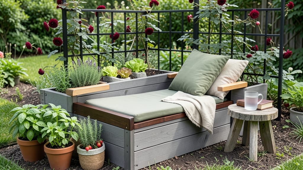 Raised Bed Seat: Ergonomic Garden Bench With Built-In Planter Space