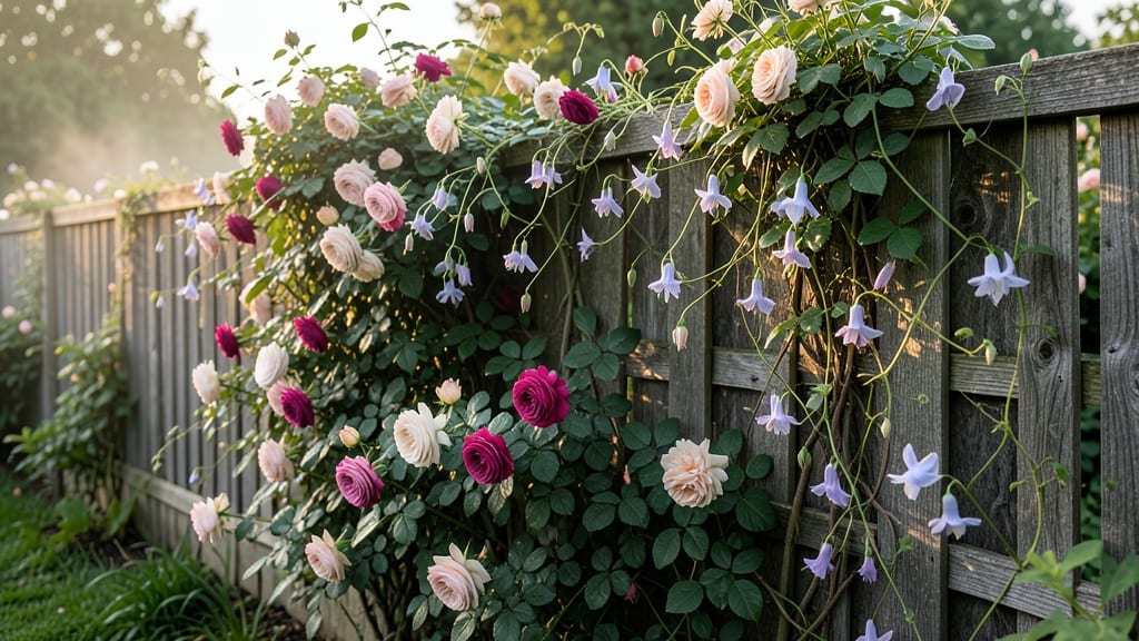 Climbing Roses and Clematis Trellis System