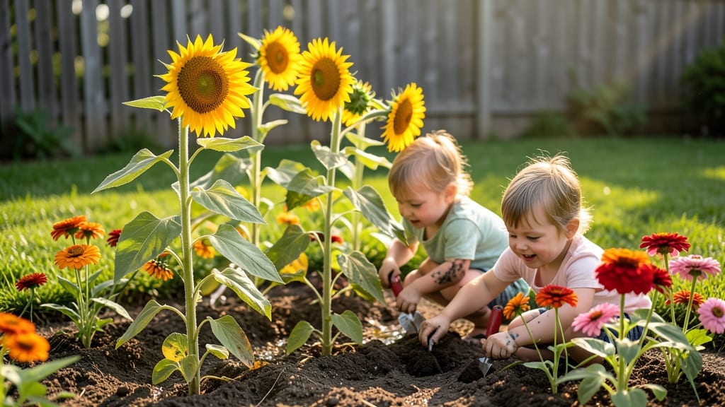 Child-Friendly Sunflower And Zinnia Mix