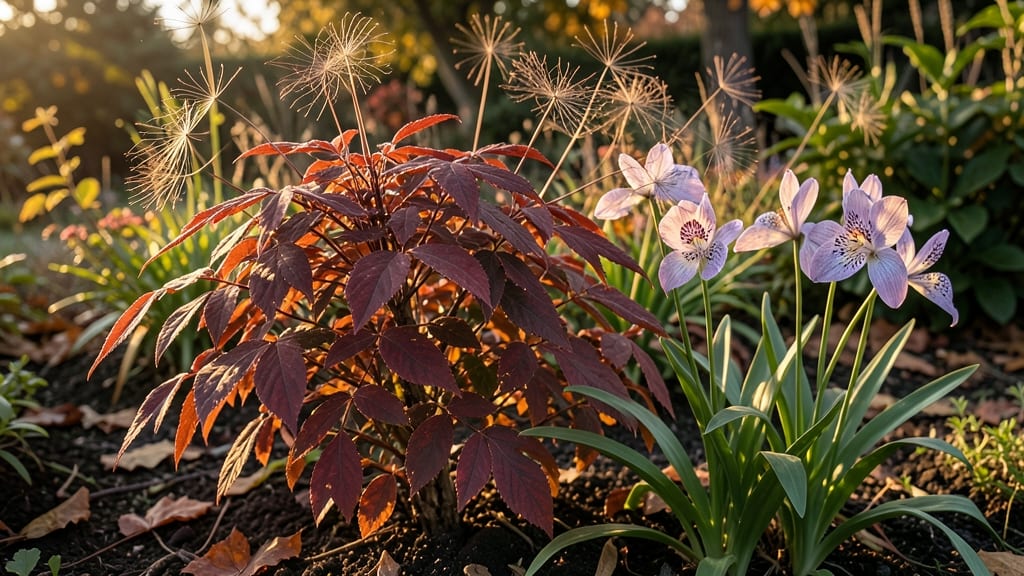 Smoke Bush and Toad Lily Foliage Focus