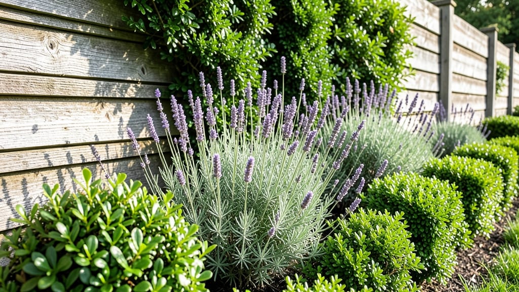 Evergreen Lavender and Boxwood Foundation