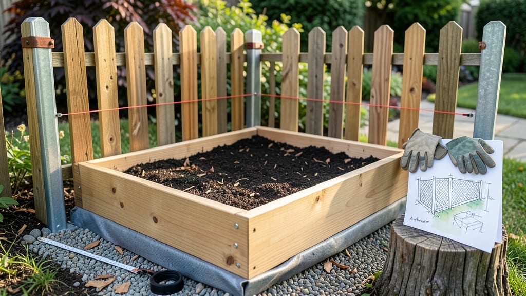Raised Garden Bed With Fence Plans: Customizable Privacy and Planting Grid